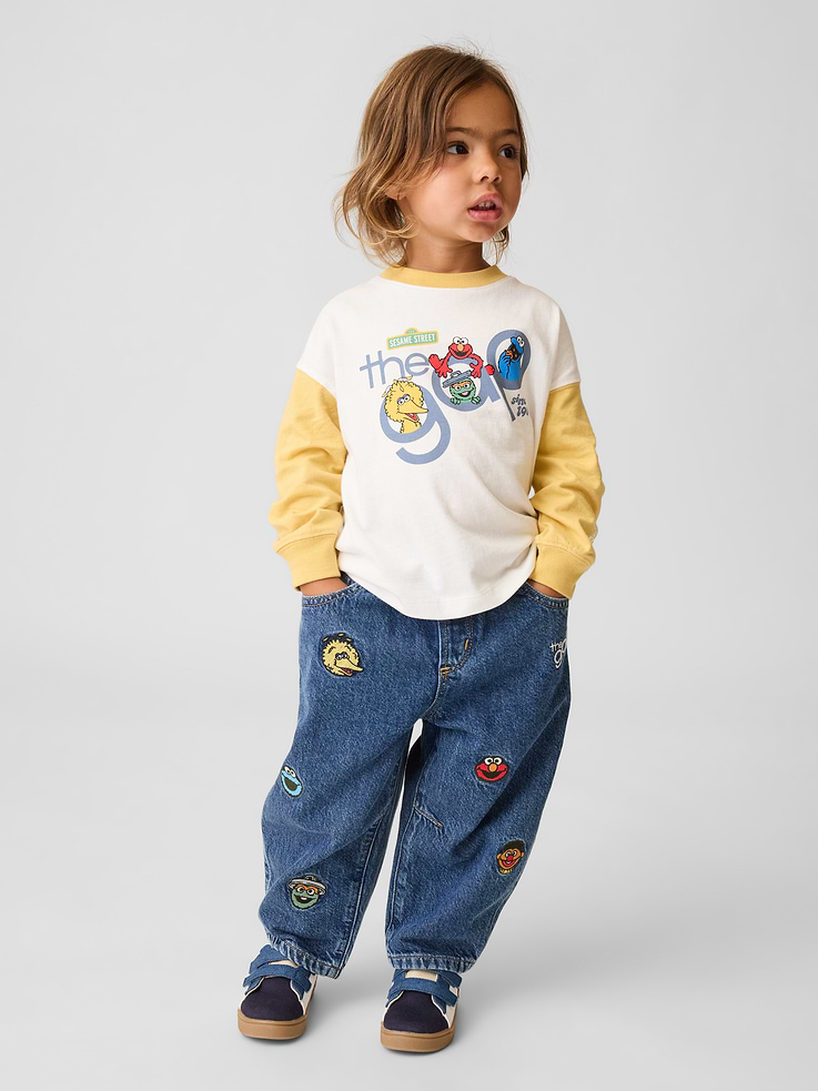 Image number 2 showing, Baby & Toddler Sesame Street Pull-On Barrel Jeans