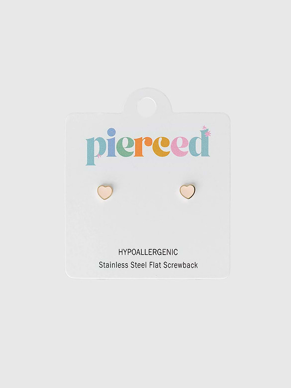 Pierced Co Tiny Peachy Heart Screwback Earrings