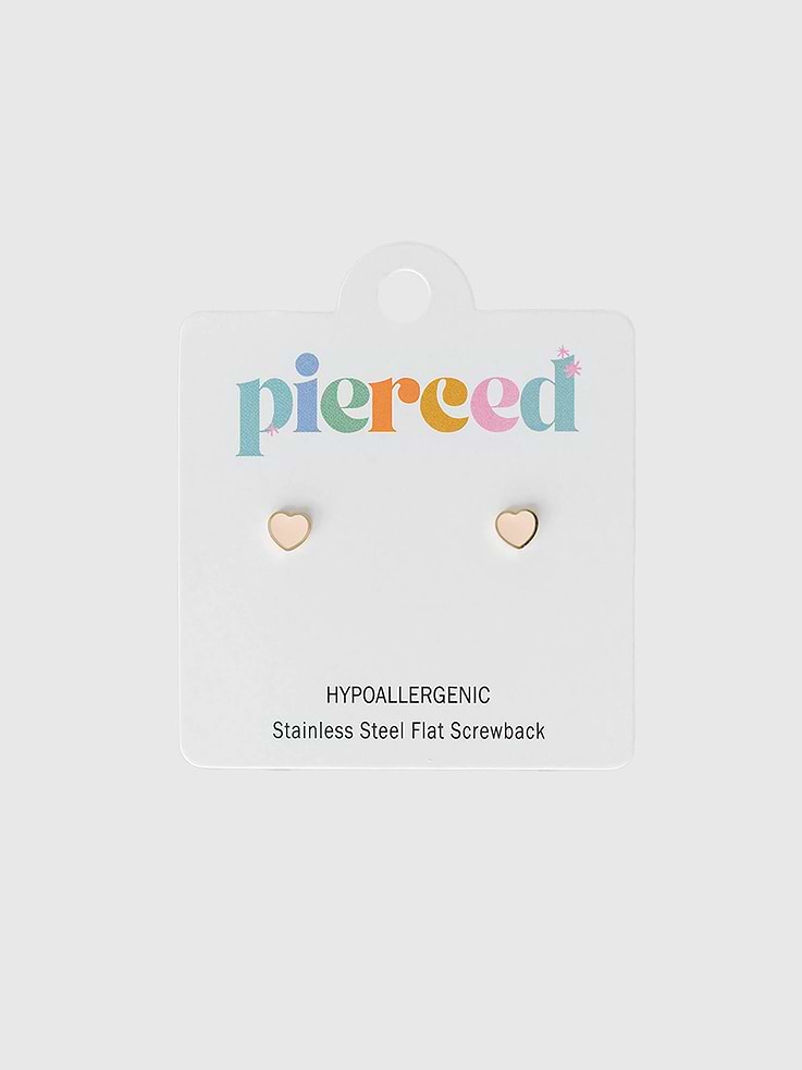 Image number 1 showing, Pierced Co Tiny Peachy Heart Screwback Earrings