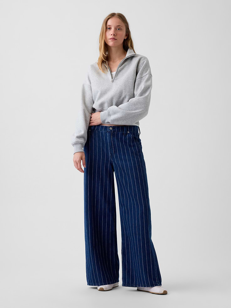 Image number 1 showing, Mid Rise Stripe Baggy Jeans