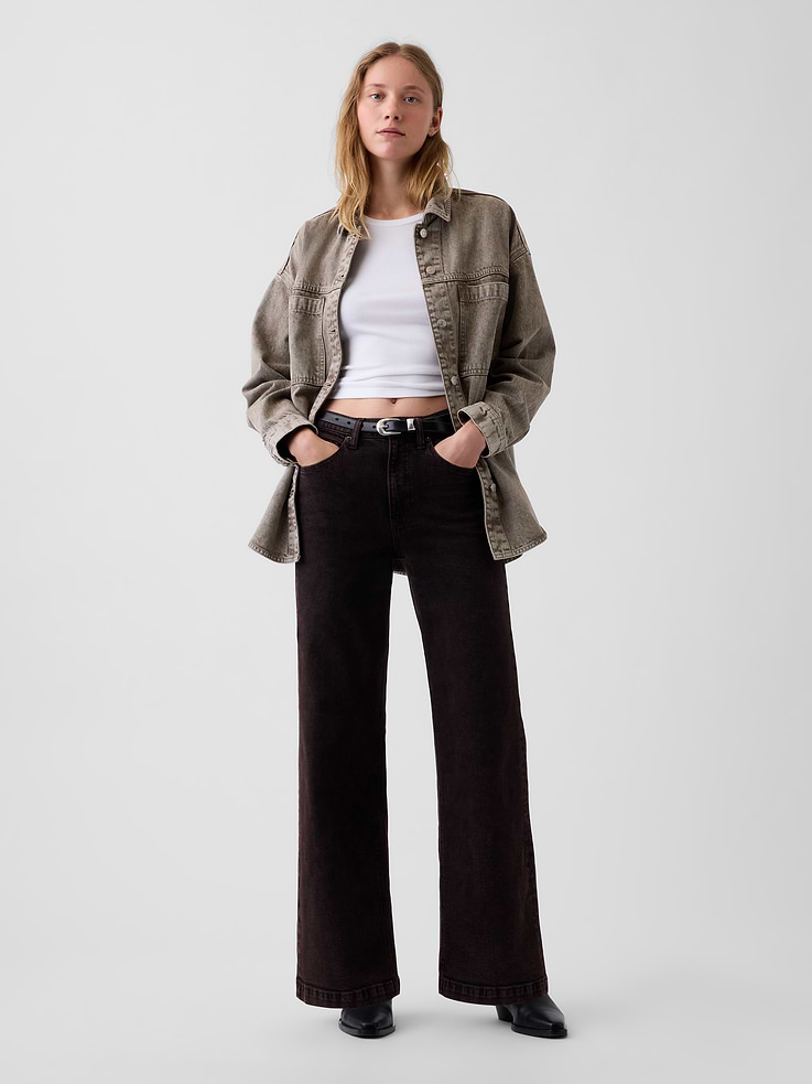 Image number 1 showing, High Rise Stride Wide-Leg Jeans