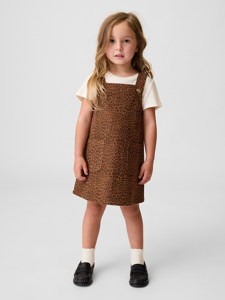 Image number 1 showing, Baby & Toddler Leopard Corduroy Jumper Dress