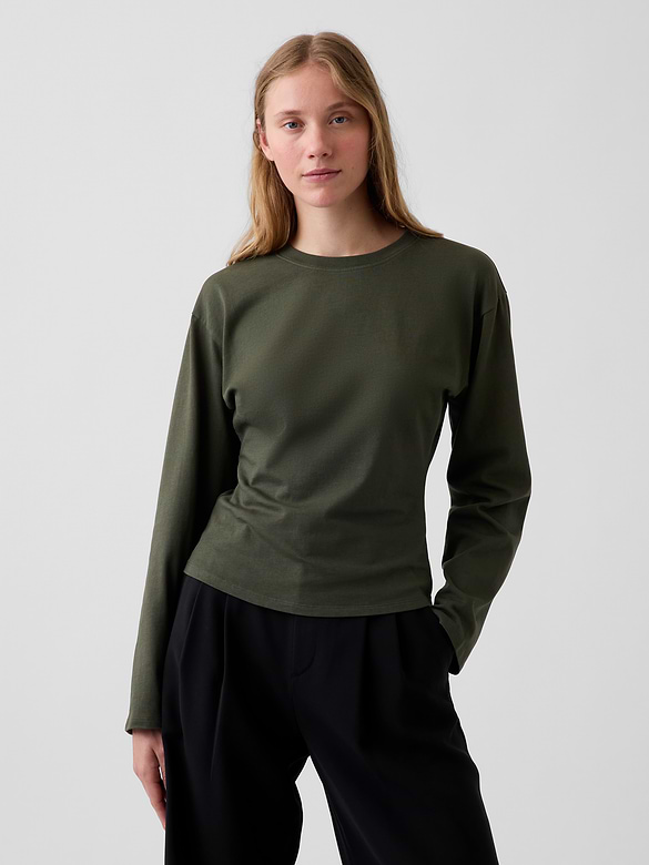 Knit Fitted-Waist T-Shirt
