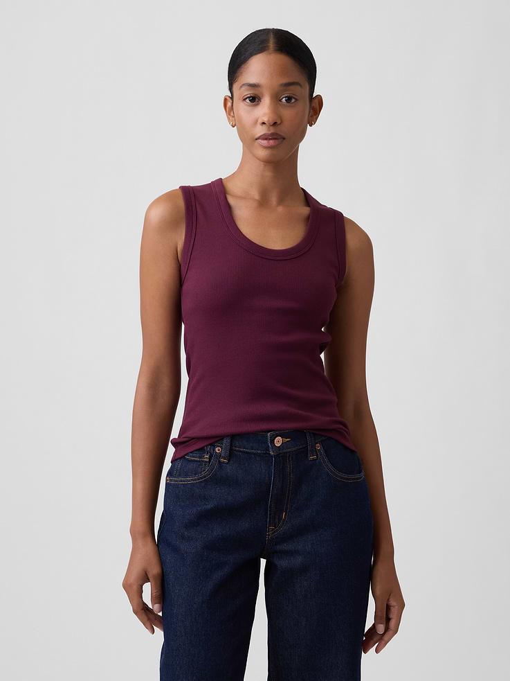 Image number 1 showing, Ribbed Scoopneck Tank Top