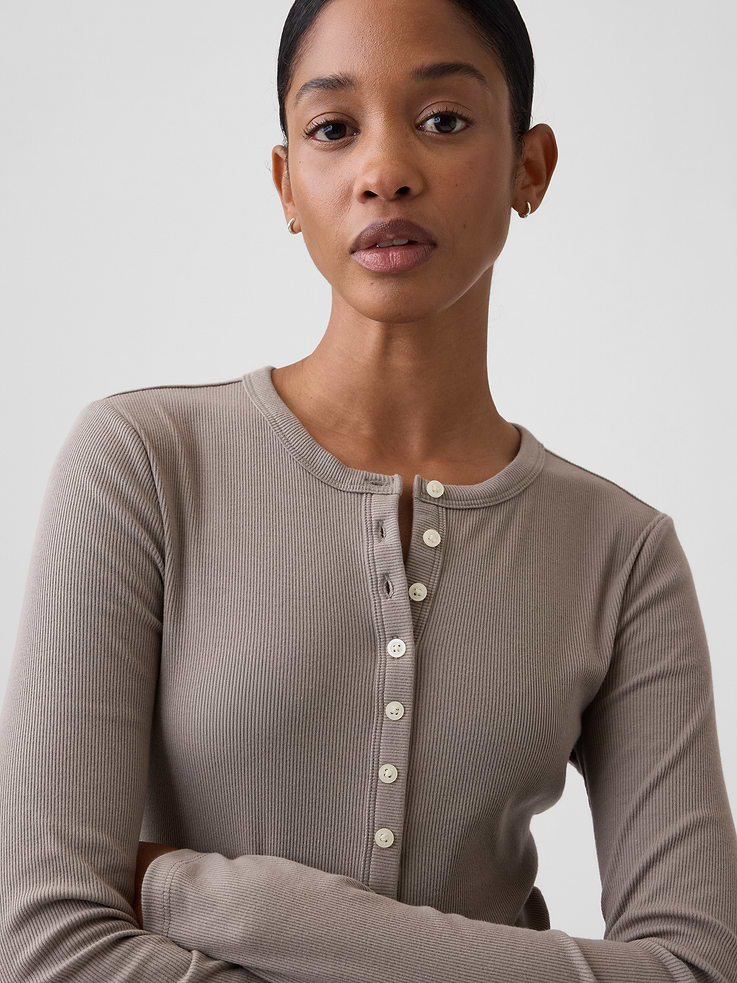 Image number 4 showing, Ribbed Henley T-Shirt