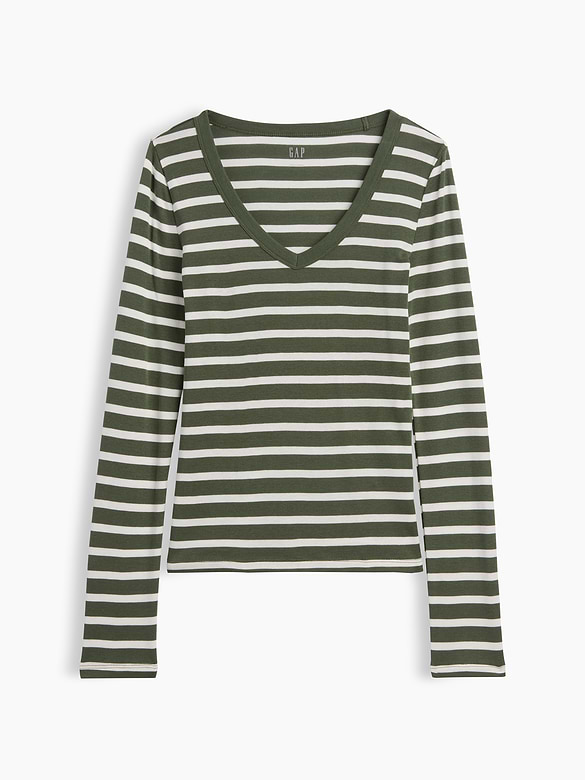Modern Ribbed V-Neck T-Shirt