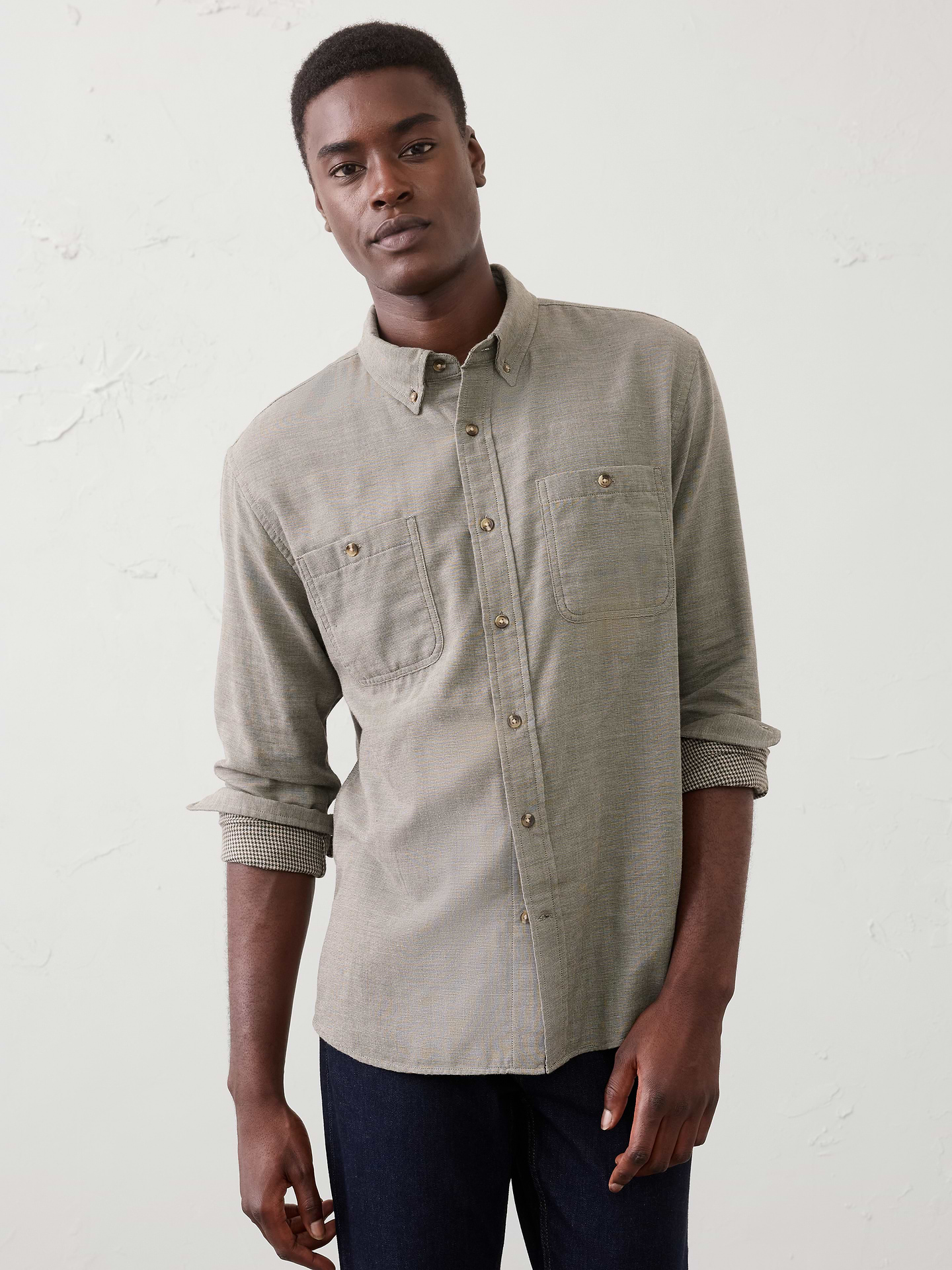 Image number 1 showing, Standard-Fit Soft Double Weave Shirt