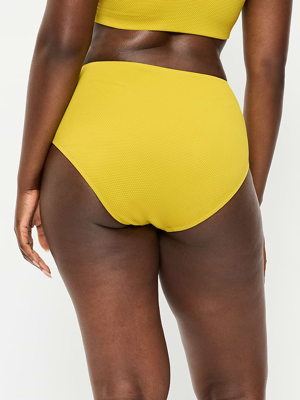 High-Waisted Pique Bikini Swim Bottoms