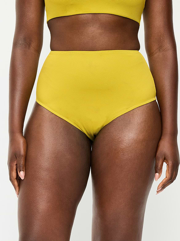 High-Waisted Pique Bikini Swim Bottoms