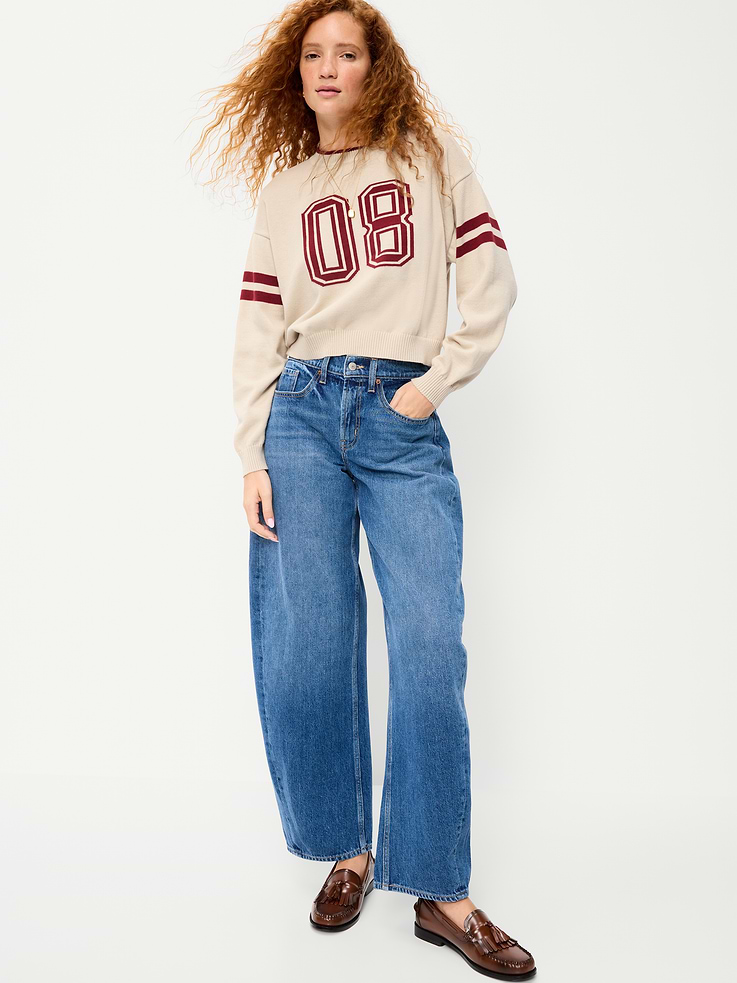 Image number 3 showing, SoSoft Cotton Jacquard Crew-Neck Cropped Sweatshirt