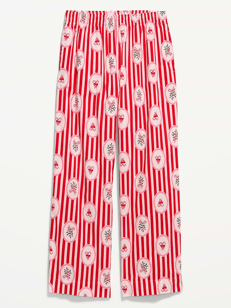 Image 4 of 9, High-Waisted Poplin Pajama Pant