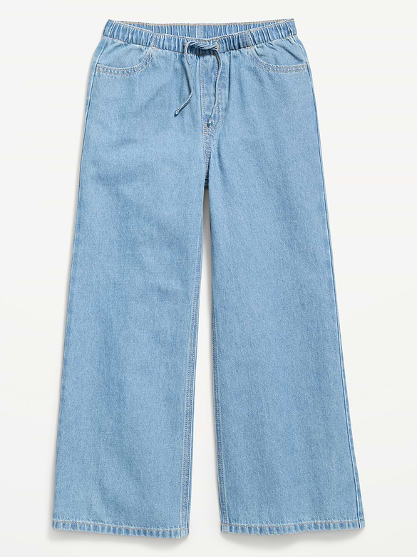 Jean en denim coupe très généreuse à jambe large à taille extensible pour fille