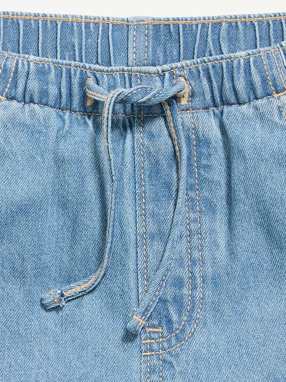 Jean en denim coupe très généreuse à jambe large à taille extensible pour fille