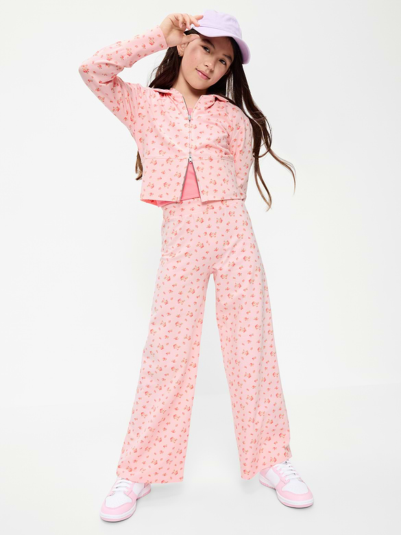 Foldover Jersey Knit Wide-Leg Pants for Girls