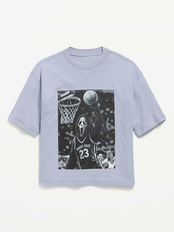 Ghost Face™ Gender-Neutral Oversized Graphic T-Shirt for Kids