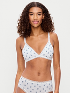 Image number 1 showing, Lace-Trim Cotton Triangle Bralette