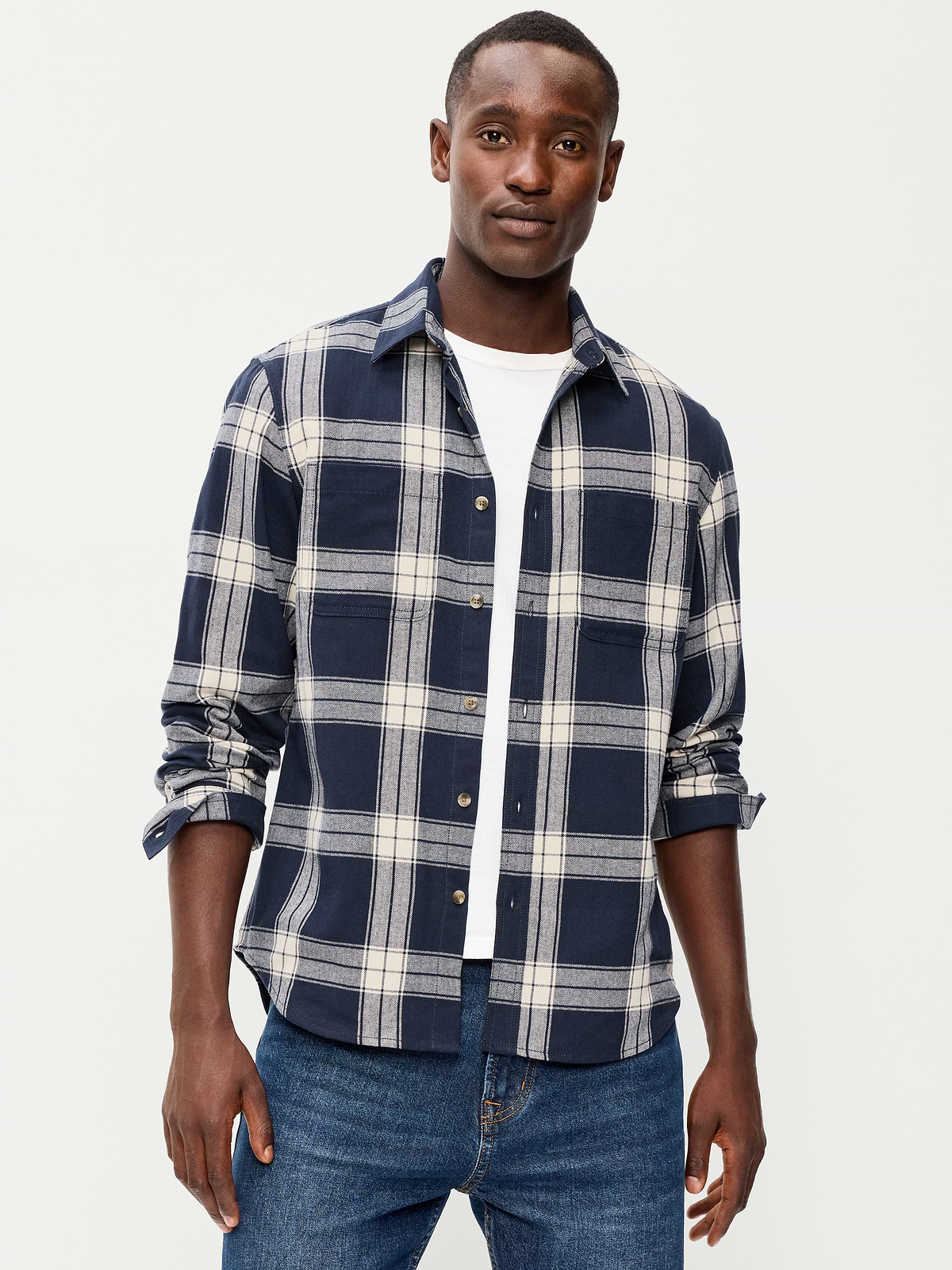 Relaxed Long-Sleeve Flannel Pocket Shirt