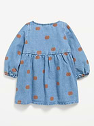 Image number 2 showing, Long-Sleeve Denim Swing Dress for Baby