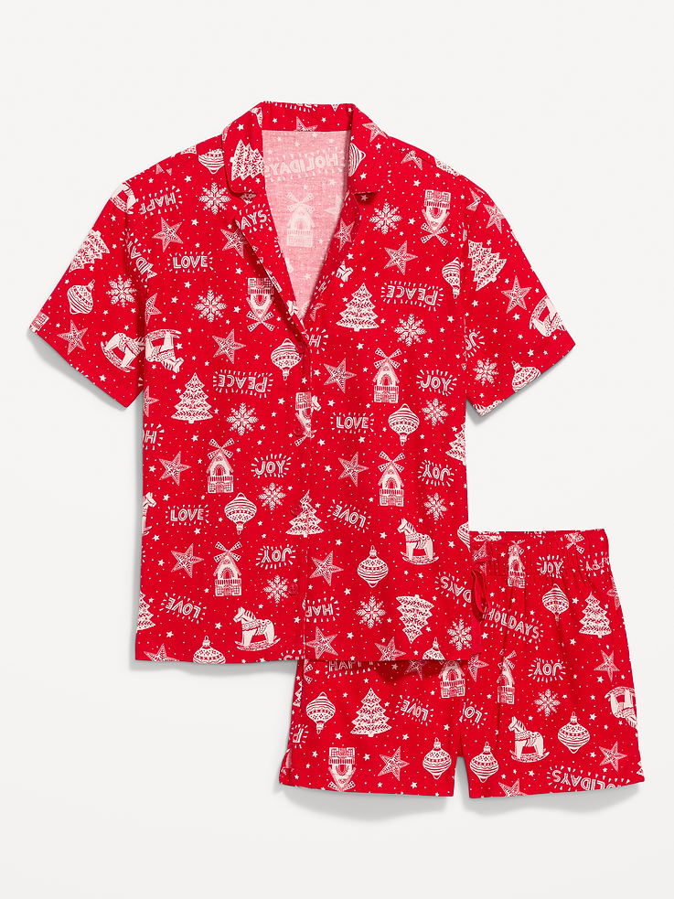 Image 3 of 7, Flannel Pajama Short Set for Women
