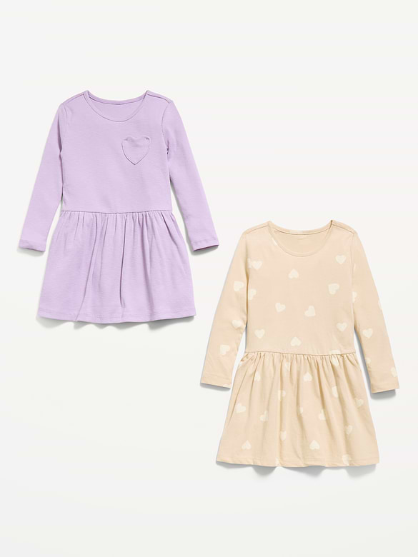 Long-Sleeve Fit and Flare Dress 2-Pack for Toddler Girls