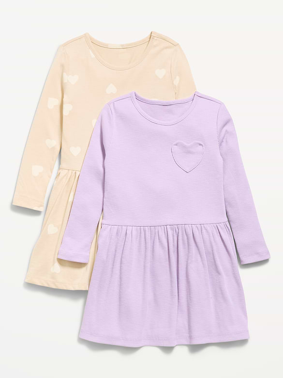 Long-Sleeve Fit and Flare Dress 2-Pack for Toddler Girls