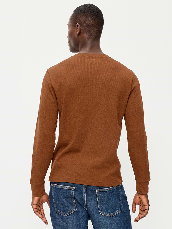 Long-Sleeve Waffle Henley T-Shirt