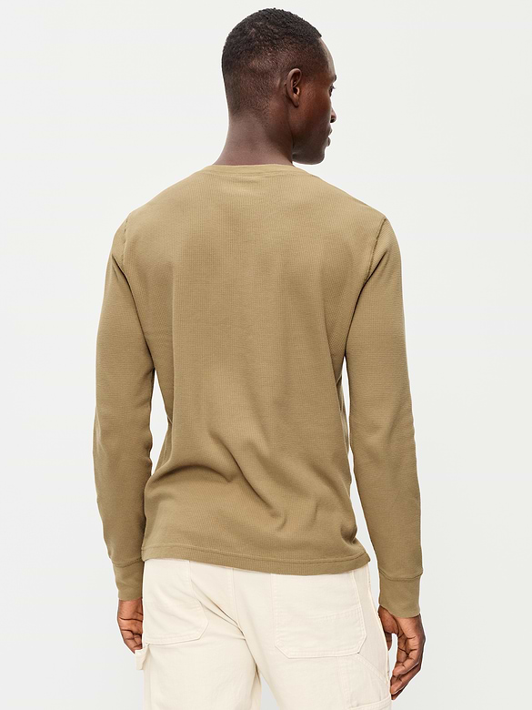 Long-Sleeve Waffle Henley T-Shirt