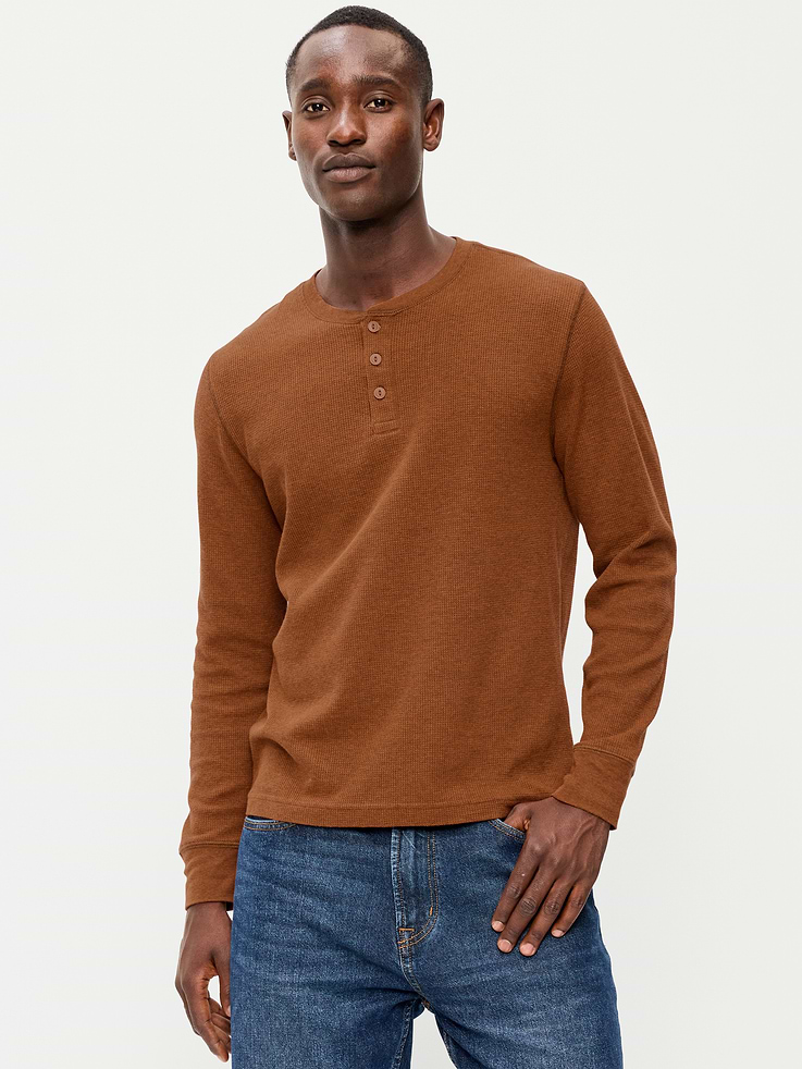 Image number 1 showing, Long-Sleeve Waffle Henley T-Shirt