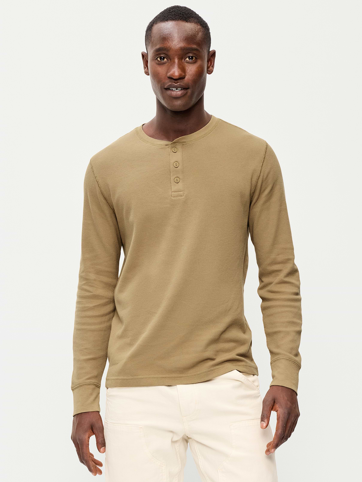 Image number 1 showing, Long-Sleeve Waffle Henley T-Shirt