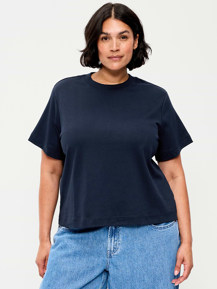 L'image numéro 7 présente T-shirt ras du cou court en tissu épais