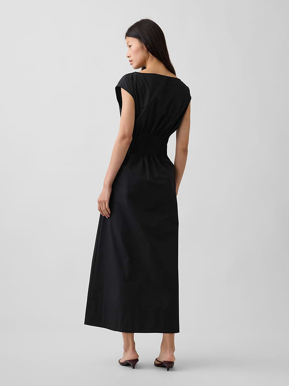 Poplin Pintuck Maxi Dress