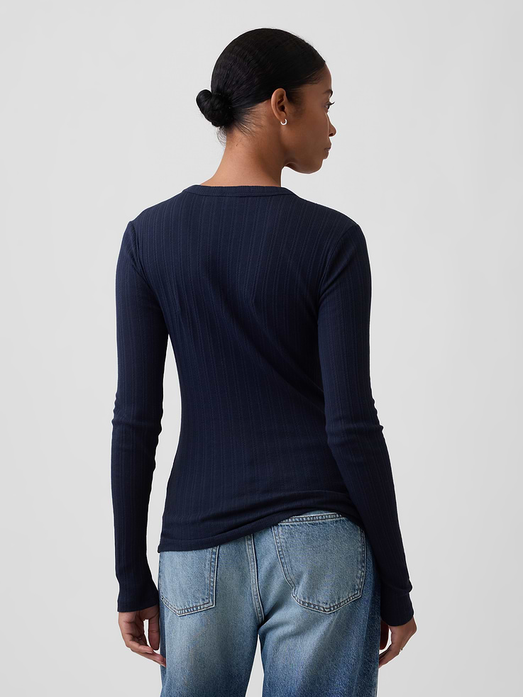 Image number 2 showing, Essential Ribbed Pointelle T-Shirt