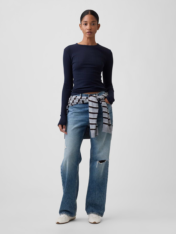 Image number 3 showing, Essential Ribbed Pointelle T-Shirt
