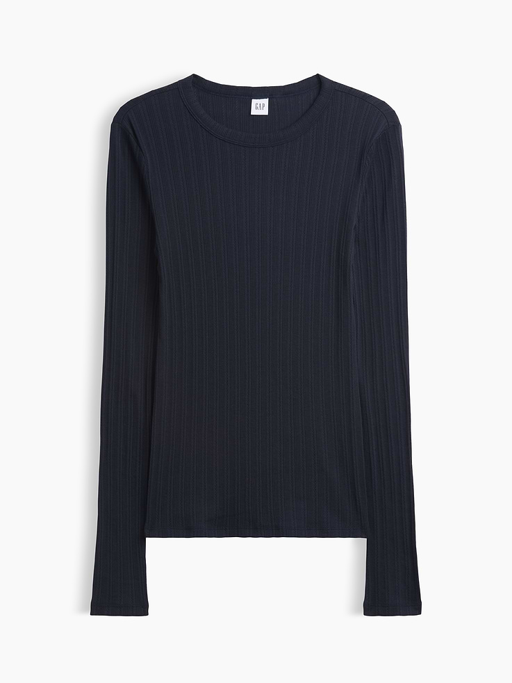 Image number 5 showing, Essential Ribbed Pointelle T-Shirt