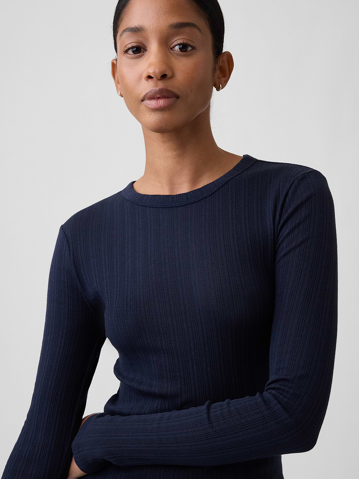 Image number 4 showing, Essential Ribbed Pointelle T-Shirt
