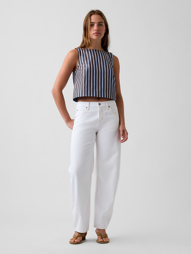 Image number 2 showing, Poplin Boatneck Shell Tank Top