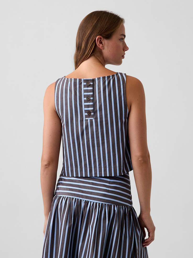 Image number 3 showing, Poplin Boatneck Shell Tank Top