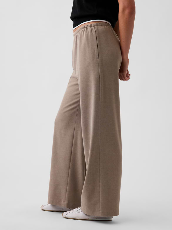 Brushed Twill Easy Wide-Leg Pants