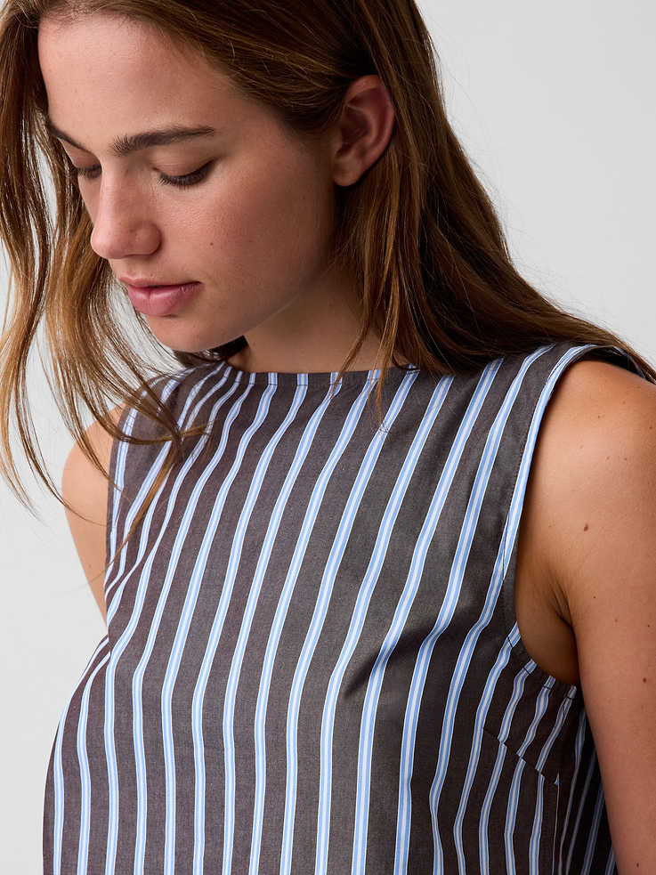 Image number 4 showing, Poplin Boatneck Shell Tank Top
