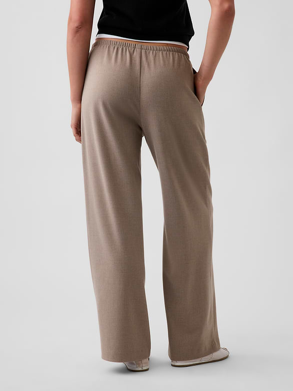 Brushed Twill Easy Wide-Leg Pants