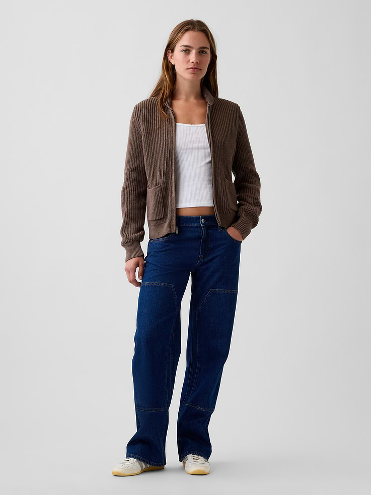 Image number 2 showing, 100% Cotton Zip Sweater Cardigan