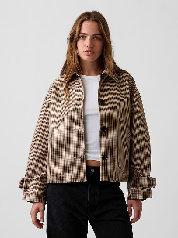 Oversized Crop Trench Jacket