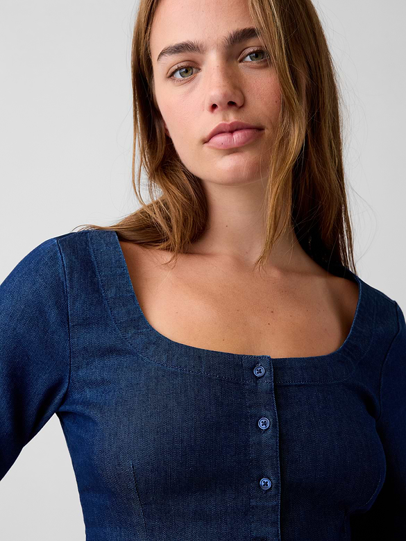 Denim Scoop Neck Top