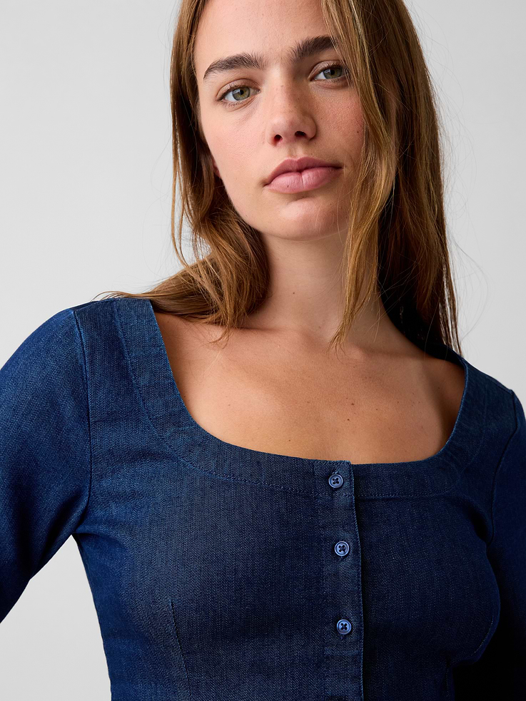 Image number 4 showing, Denim Scoop Neck Top