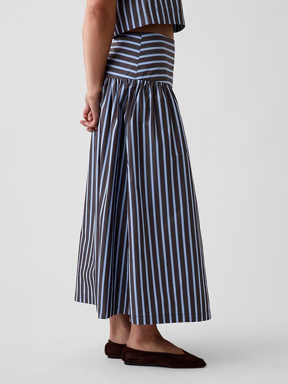 Poplin Drop-Waist Maxi Skirt