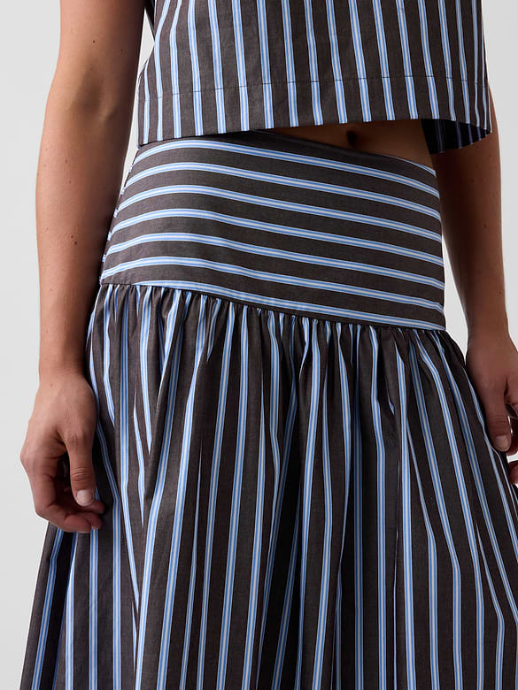 Poplin Drop-Waist Maxi Skirt