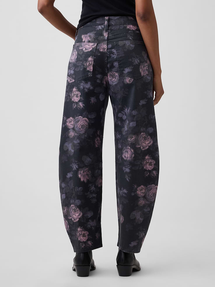Image number 4 showing, High Rise Print Barrel Jeans