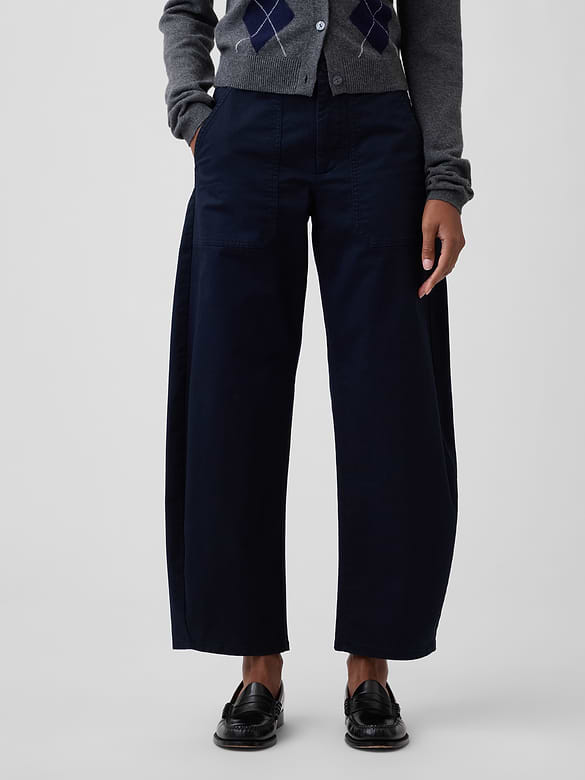 Mid Rise Barrel Khakis
