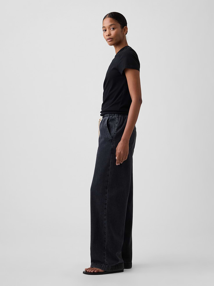 Image number 3 showing, High Rise Pull-On Wide-Leg Jeans