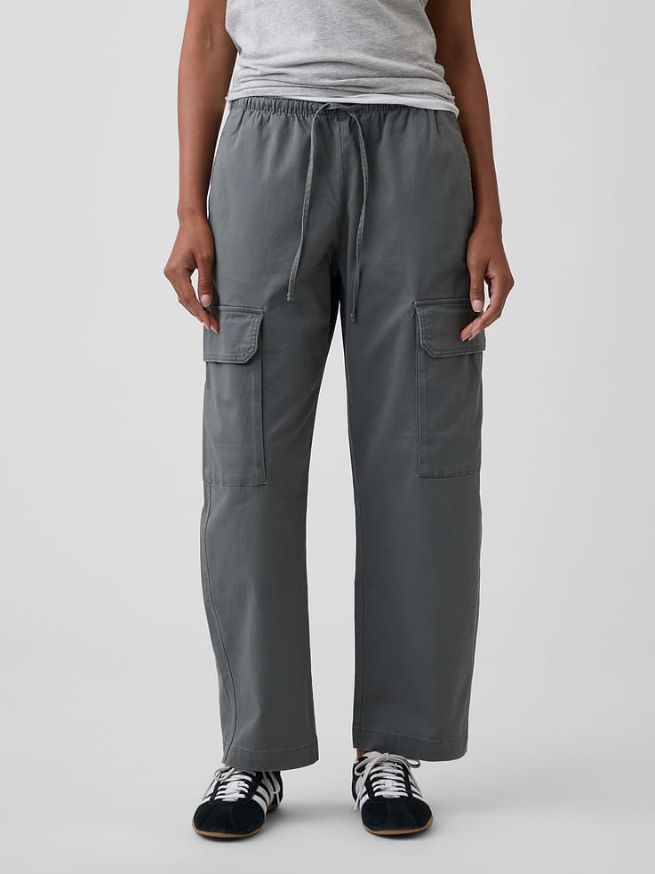Image number 2 showing, Mid Rise Pull-On Barrel Khakis